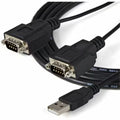StarTech.com Data Transfer Adapter - 1 Each - 1 x 4-pin USB 2.0 Type A - Male - 2 x 9-pin DB-9 RS-232 Serial - Male - Black
